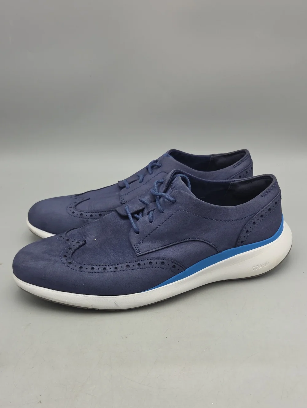 Cole Haan Grand Troy Wingtip Oxford Marine Blue White C33766 Mens Size 8 M